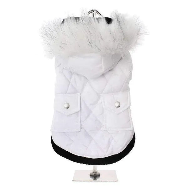 Dog coat best sale with fur hood