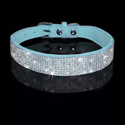 Baby Blue Crystal Eco-suede Dog Collar - Posh Pawz - 2