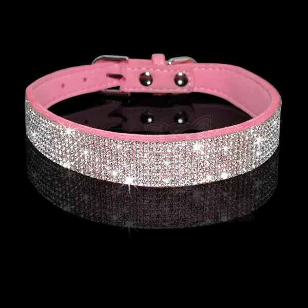 Baby Pink Crystal eco-Suede Dog Collar