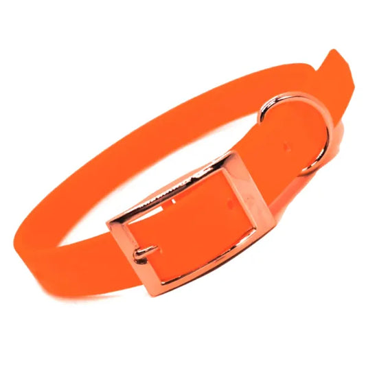 Biothane Dog Collar in Neon Orange - Poochie Fashion - 1