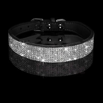 Black Crystal Eco-suede Dog Collar - Posh Pawz - 2