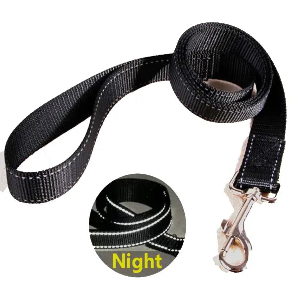 Black Reflective Fabric Dog Lead - Posh Pawz - 1