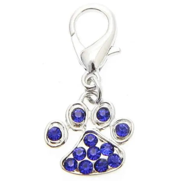 Little Paw Dog Collar Charm In Blue Crystals - Urban - 1