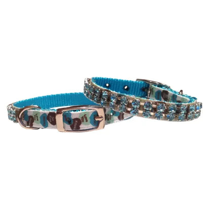 Blue Crystal Love Hearts Puppy Collar - Sale - 1