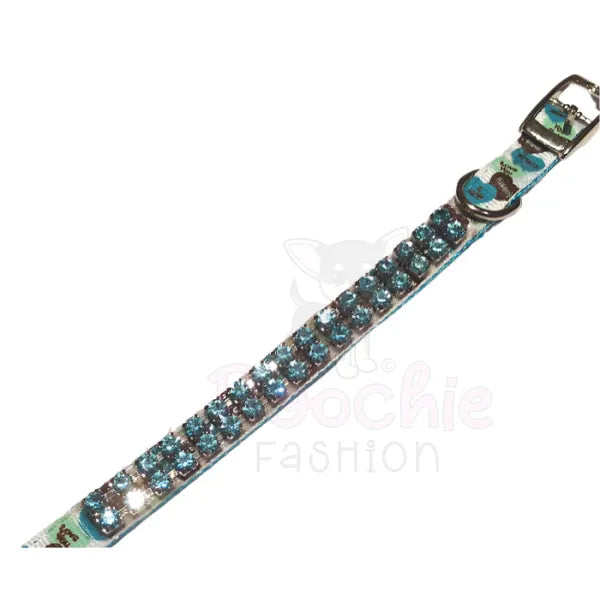 Blue Crystal Love Hearts Puppy Collar - Sale - 2