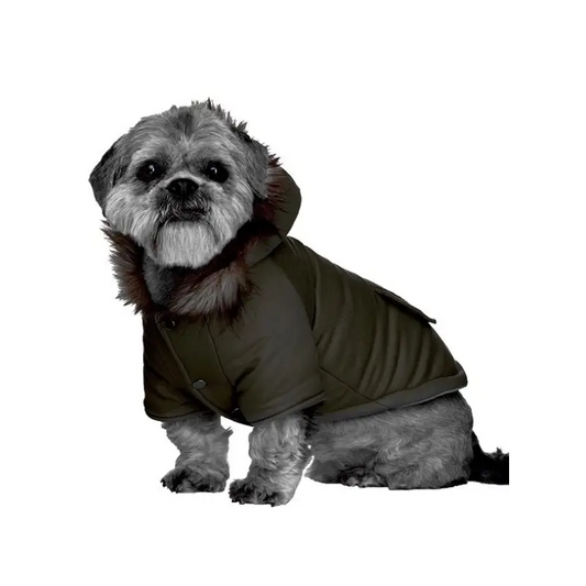 Urban Pup Mod Fishtail Parka Dog Coat Khaki Brown - Sale - 1