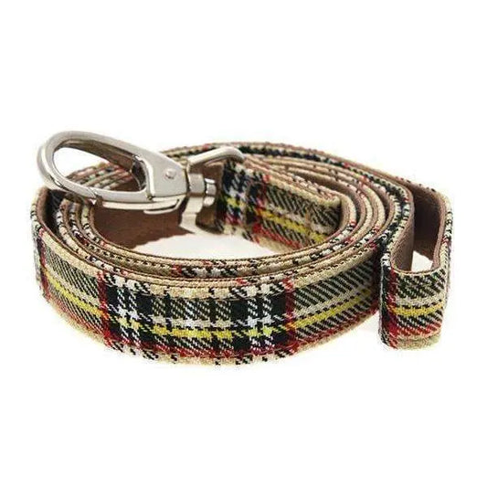 Brown Tartan Designer Fabric Dog Lead - Urban Pup - 1