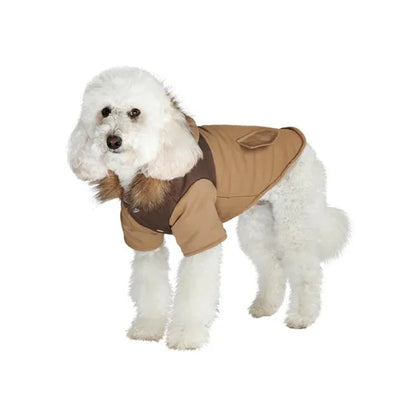 Brown Two Tone Parka Dog Coat Small - Sale - 1