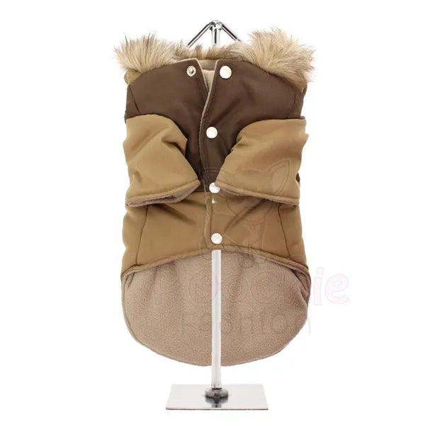 Brown Two Tone Parka Dog Coat Small - Sale - 3