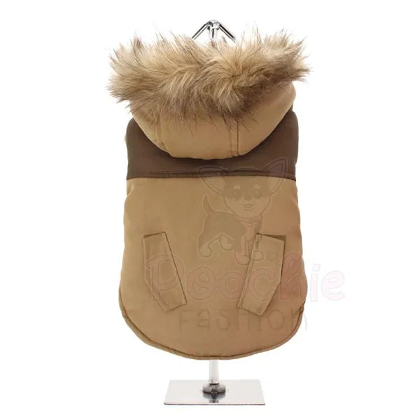 Brown Two Tone Parka Dog Coat Small - Sale - 2