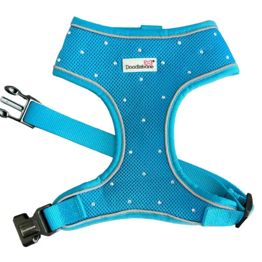 Crystal Air Mesh Dog Harness In Aqua - Poochie Fashion - 1