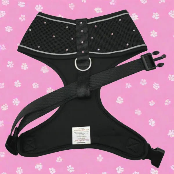 Crystal Air Mesh Dog Harness In Black - Poochie Fashion - 3