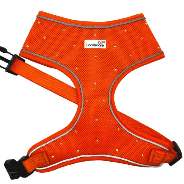 Crystal Air Mesh Dog Harness In Orange - Poochie Fashion - 1