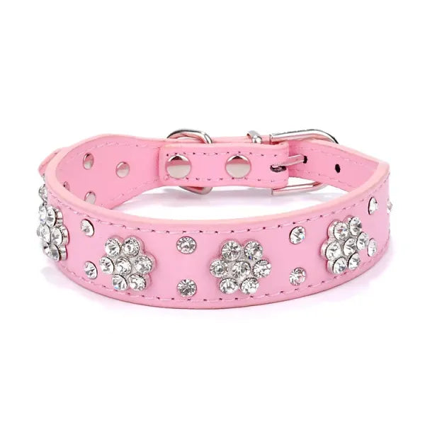 Crystal Flowers Dog Collar in Baby Pink - Posh Pawz - 1