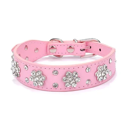 Crystal Flowers Dog Collar in Baby Pink - Posh Pawz - 1