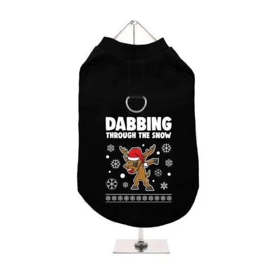 Dabbing Through The Snow Harness Lined Dog T-Shirt - Urban Pup - 1