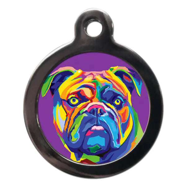 English Bulldog Pop Art Dog ID Tag - PS Pet Tags - 1