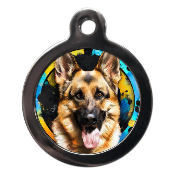 German Shepherd Graffiti Dog ID Tag - PS Pet Tags - 1