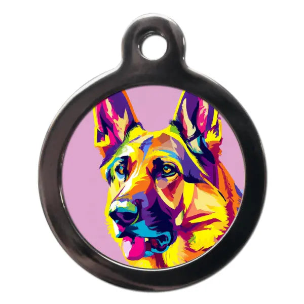 German Shepherd Pop Art Dog ID Tag - PS Pet Tags - 1