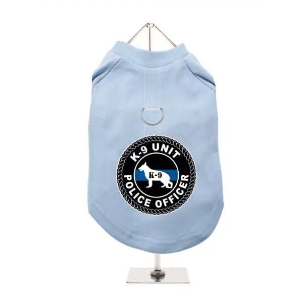 K9 Unit Police Officer Harness Dog T-shirt in Baby Blue - Urban Pup - 1