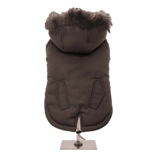 Khaki Brown Mod Fishtail Parka Dog Coat - Urban Pup - 1