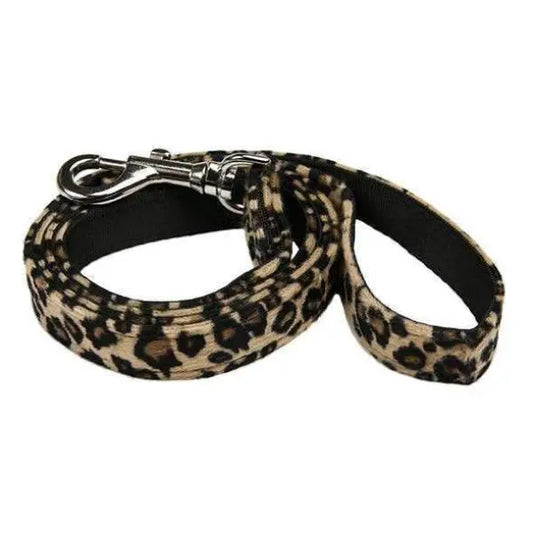 Leopard Print Plush Fabric Dog Lead - Urban Pup - 1