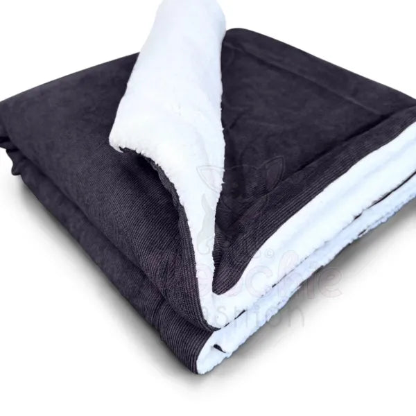 Luxury Personalised Black Corduroy Dog Blanket - Piggie - 3