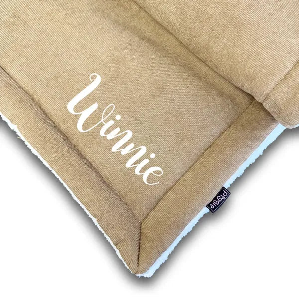 Luxury Personalised Beige Corduroy Dog Blanket - Piggie - 1