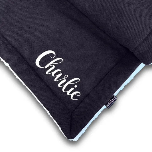 Luxury Personalised Black Corduroy Dog Blanket - Piggie - 1