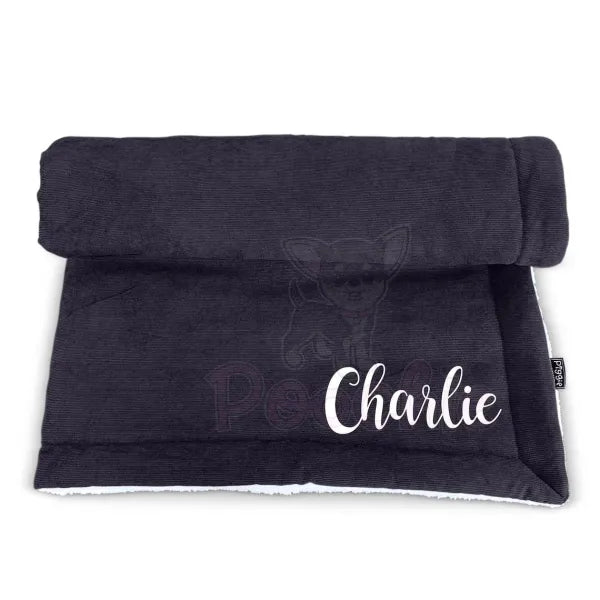 Luxury Personalised Black Corduroy Dog Blanket - Piggie - 5