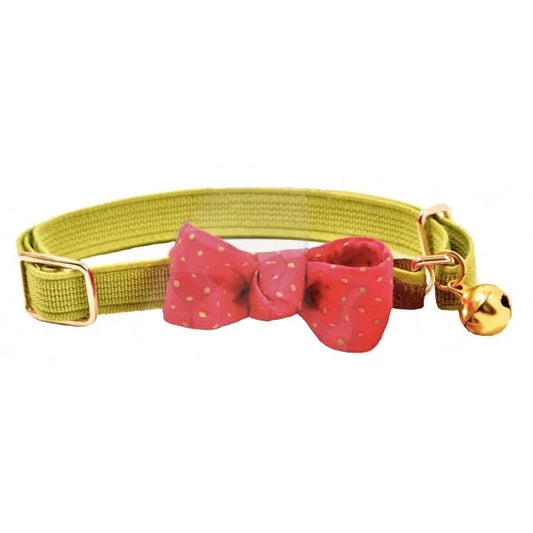 Luxury Pink and Lime Polka Dot Bow Cat Collar - Posh Catz - 1