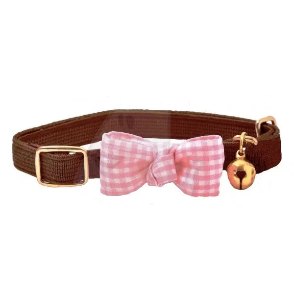 Luxury Pink Gingham Bow Cat Collar - Posh Catz - 1