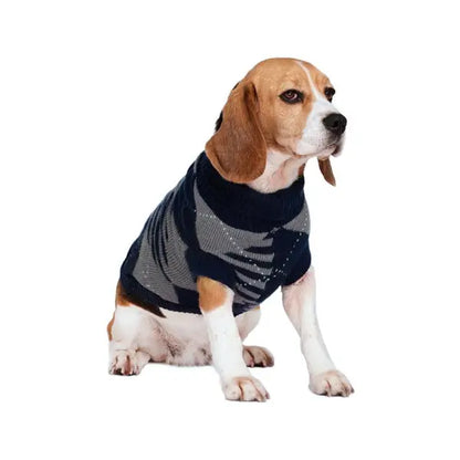 Navy Blue and Grey Diamond Knit Dog Jumper - Urban Pup - 2