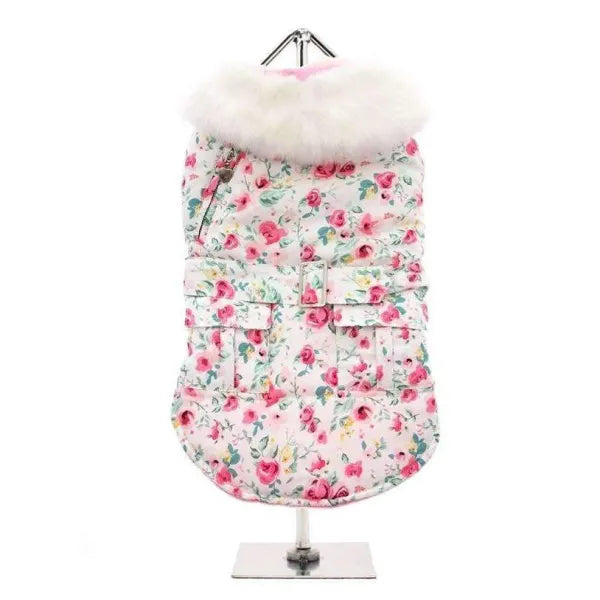 Pink Floral Cascade Designer Dog Coat - Urban Pup - 1