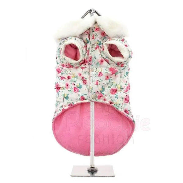 Pink Floral Cascade Designer Dog Coat - Urban Pup - 3