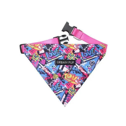 Pink Graffiti Dog Bandana Collar - Urban Pup - 1