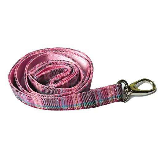 Pink Tartan Fabric Dog Lead - Urban Pup - 1