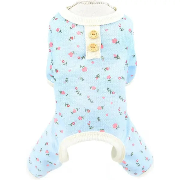 Pretty Floral Small Dog Pyjamas Blue - Posh Pawz - 1