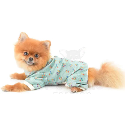 Pretty Floral Small Dog Pyjamas Green - Posh Pawz - 4