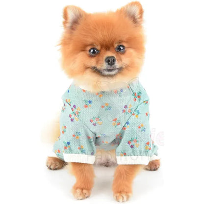 Pretty Floral Small Dog Pyjamas Green - Posh Pawz - 3