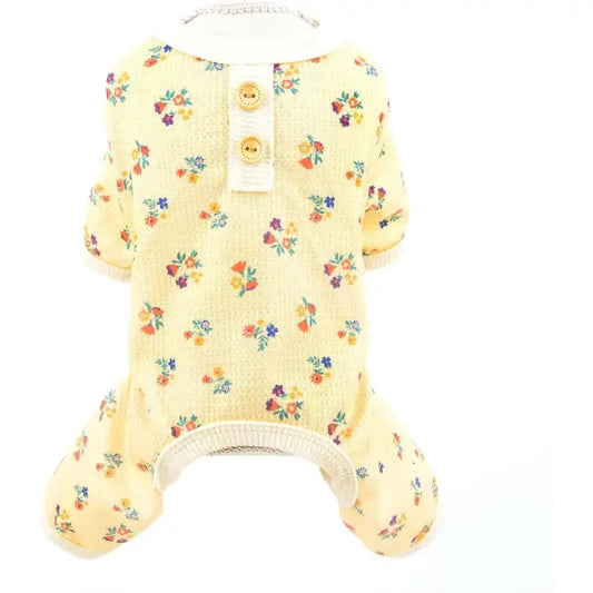 Pretty Floral Small Dog Pyjamas Yellow - Posh Pawz - 1