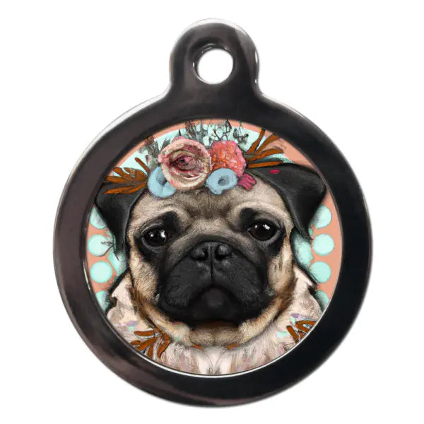 Pug Hippy Dog ID Tag - PS Pet Tags - 1