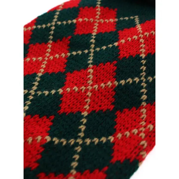 Red And Dark Green Argyle Dog Jumper - Urban Pup - 3