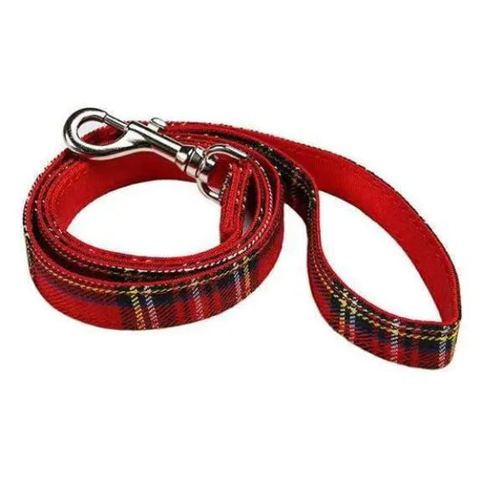 Red Classic Tartan Fabric Dog Lead - Urban Pup - 1