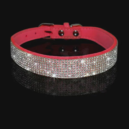 Red Crystal Eco-suede Dog Collar - Posh Pawz - 2