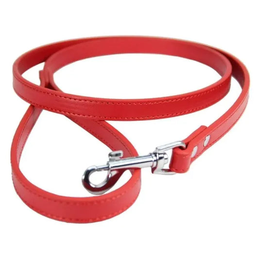 Red Plain Leather Dog Lead - Urban - 1