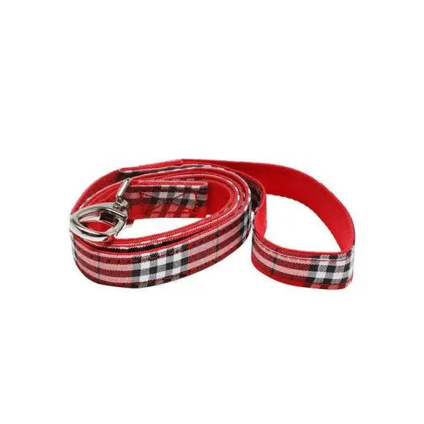 Red Tartan Fabric Dog Lead - Urban Pup - 1