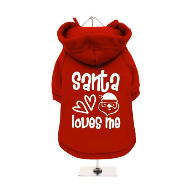 Santa Loves Me Fleece Lined Dog Hoodie Sweatshirt - Urban Pup - 1