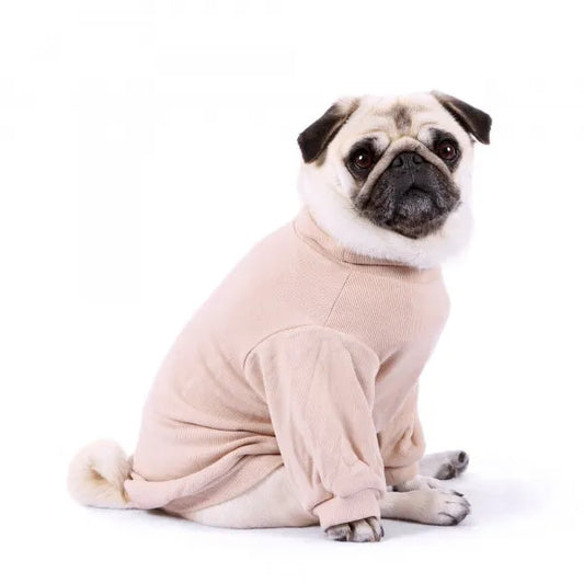 Snuggly Long Sleeve Dog T-shirt Jumper in Beige - Rich Paw - 1