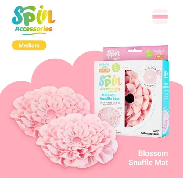 Spin Accessories Blossom Snuffle Mat Baby Pink Duo Pack - Level Medium - Petdreamhouse - 5